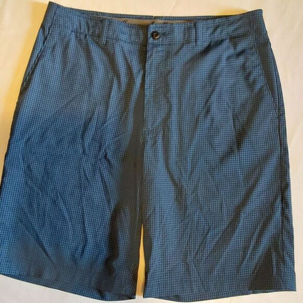 Ben Hogan Shorts Mens 34 Blue Check Performance Lightweight‎ 10" Golf Bermuda